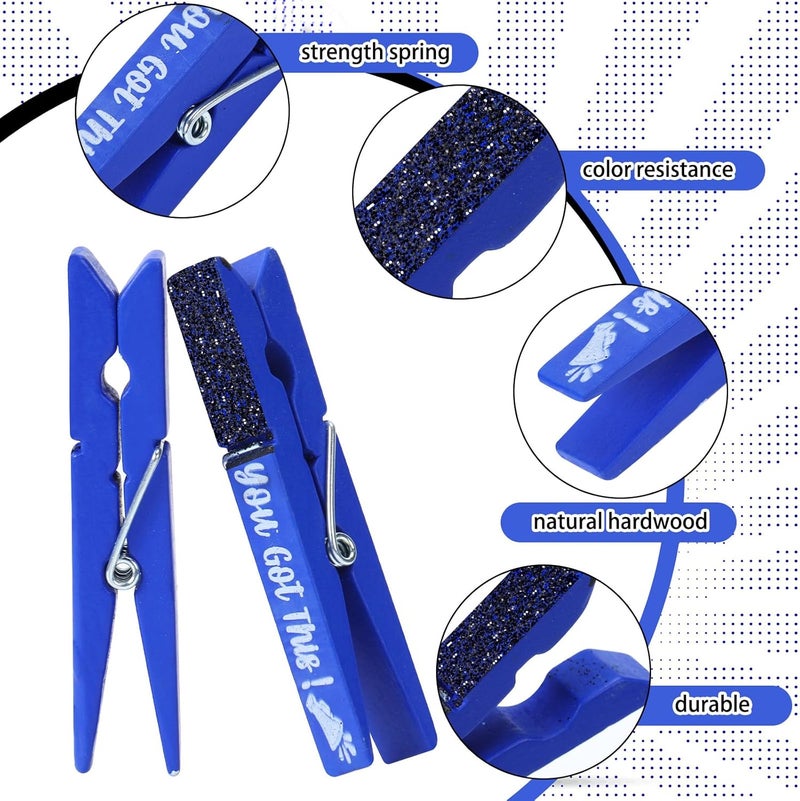 Kigeli 30 Pcs Spirit Clips Cheer Pins Cheerleader Gifts Clothes Pins for Backpacks Competition Glittered for Team Cheer Gifts Stuff Supplies Party Favors Accessories Bulk(Blue,Shiny) - Image 5